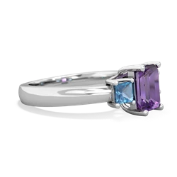 Amethyst Three Stone Emerald-Cut Trellis 14K White Gold ring R4021