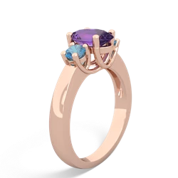 Amethyst Three Stone Oval Trellis 14K Rose Gold ring R4024