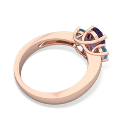 Amethyst Three Stone Oval Trellis 14K Rose Gold ring R4024