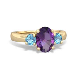 Amethyst Three Stone Oval Trellis 14K Yellow Gold ring R4024