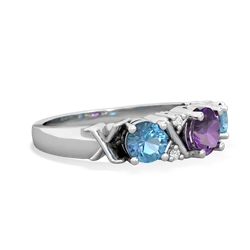 Amethyst Hugs And Kisses 14K White Gold ring R5016