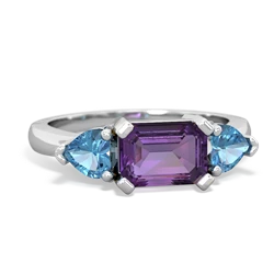 Amethyst Three Stone 14K White Gold ring R5235