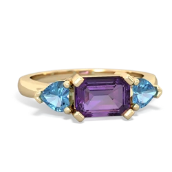 Amethyst Three Stone 14K Yellow Gold ring R5235