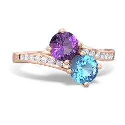 Amethyst Channel Set Two Stone 14K Rose Gold ring R5303