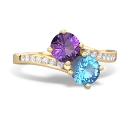 Amethyst Channel Set Two Stone 14K Yellow Gold ring R5303