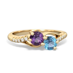 Amethyst Infinity Pave Two Stone 14K Yellow Gold ring R5285