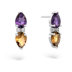 Amethyst Bowtie Drop 14K White Gold earrings E0865