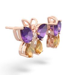 Amethyst Butterfly 14K Rose Gold earrings E2215