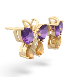 Amethyst Butterfly 14K Yellow Gold earrings E2215