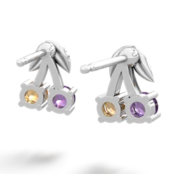 Amethyst Sweet Cherries 14K White Gold earrings E7001