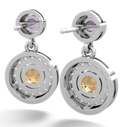Amethyst Halo Dangle 14K White Gold earrings E5319