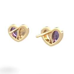 Amethyst 'Our Heart' 14K Yellow Gold earrings E5072
