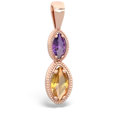 Amethyst Antique-Style Halo 14K Rose Gold pendant P5700