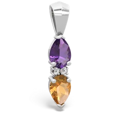 Amethyst Bowtie Drop 14K White Gold pendant P0865