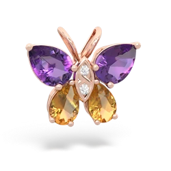 Amethyst Butterfly 14K Rose Gold pendant P2215