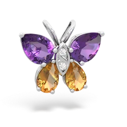 Amethyst Butterfly 14K White Gold pendant P2215