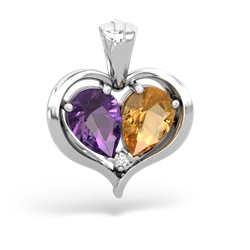 Amethyst Two Become One 14K White Gold pendant P5330