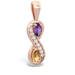 Amethyst Diamond Infinity 14K Rose Gold pendant P5390