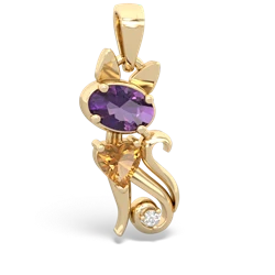 Amethyst Kitten 14K Yellow Gold pendant P5780