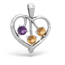 Amethyst Glowing Heart 14K White Gold pendant P2233