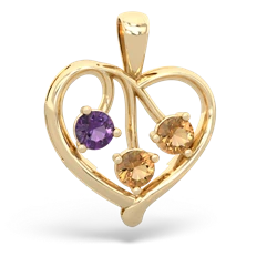 Amethyst Glowing Heart 14K Yellow Gold pendant P2233