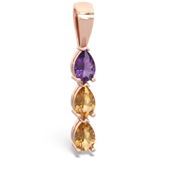 Amethyst Dew Drops 14K Rose Gold pendant P2251