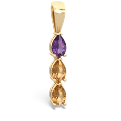 Amethyst Dew Drops 14K Yellow Gold pendant P2251