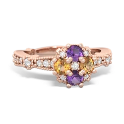 Amethyst Sparkling Tiara Cluster 14K Rose Gold ring R26293RD