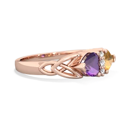 Amethyst Celtic Knot Double Heart 14K Rose Gold ring R5040