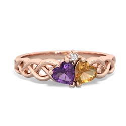 Amethyst Heart To Heart Braid 14K Rose Gold ring R5870