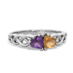 Amethyst Heart To Heart Braid 14K White Gold ring R5870