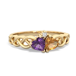 Amethyst Heart To Heart Braid 14K Yellow Gold ring R5870