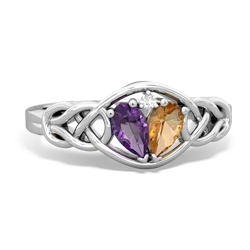 Amethyst Celtic Love Knot 14K White Gold ring R5420