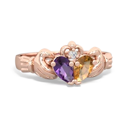 Amethyst 'Our Heart' Claddagh 14K Rose Gold ring R2388