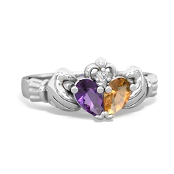 Amethyst 'Our Heart' Claddagh 14K White Gold ring R2388