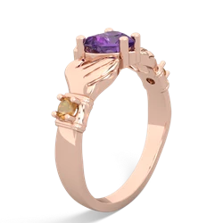 Amethyst Claddagh Keepsake 14K Rose Gold ring R5245