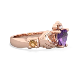 Amethyst Claddagh Keepsake 14K Rose Gold ring R5245