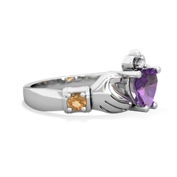 Amethyst Claddagh Keepsake 14K White Gold ring R5245