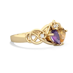 Amethyst 'One Heart' Celtic Knot Claddagh 14K Yellow Gold ring R5322