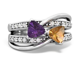 Amethyst Bowtie 14K White Gold ring R2360