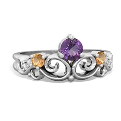 Amethyst Crown Keepsake 14K White Gold ring R5740