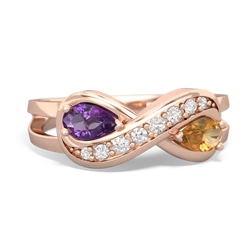 Amethyst Diamond Infinity 14K Rose Gold ring R5390