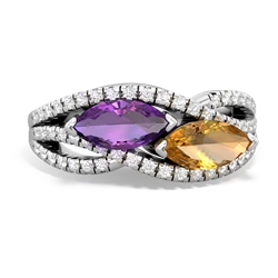 Amethyst Diamond Rivers 14K White Gold ring R3070