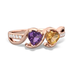 Amethyst Side By Side 14K Rose Gold ring R3090