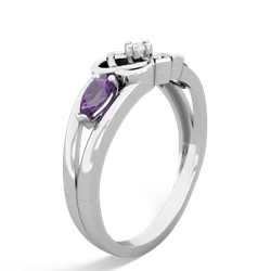 Amethyst Hearts Intertwined 14K White Gold ring R5880