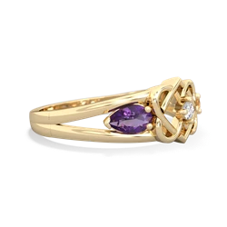 Amethyst Hearts Intertwined 14K Yellow Gold ring R5880