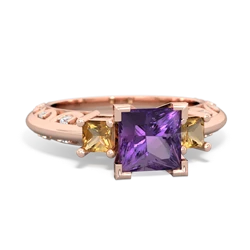 Amethyst Eternal Embrace Engagement 14K Rose Gold ring C2001