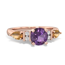 Amethyst 6Mm Round Eternal Embrace Engagement 14K Rose Gold ring R2005