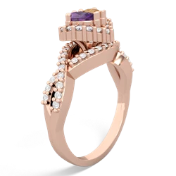 Amethyst Diamond Twist 'One Heart' 14K Rose Gold ring R2640HRT