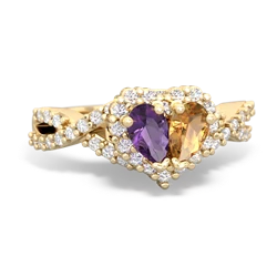 Amethyst Diamond Twist 'One Heart' 14K Yellow Gold ring R2640HRT